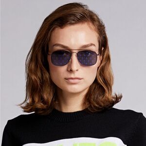 Tomas Maier Rubber Blinders Palm Tree Printed Mirrored Aviator Sunglasses $540